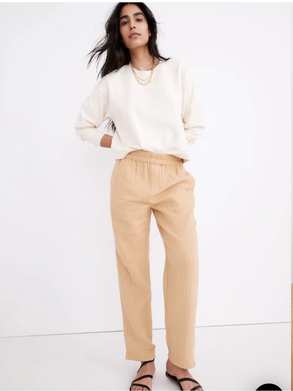 Madewell Lightspun Tapered Huston Pull-On Crop Pants - Desert Dune